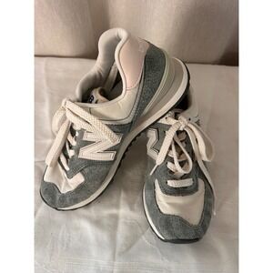 New Balance 574 Grey Pink Suede Mesh Sneakers WL574AJ2 Womens 7